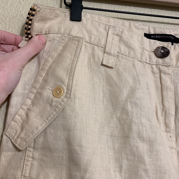 BCBGMAXAZRIA Beaded Linen Fabia Cargo Shorts - Picture 7 of 11